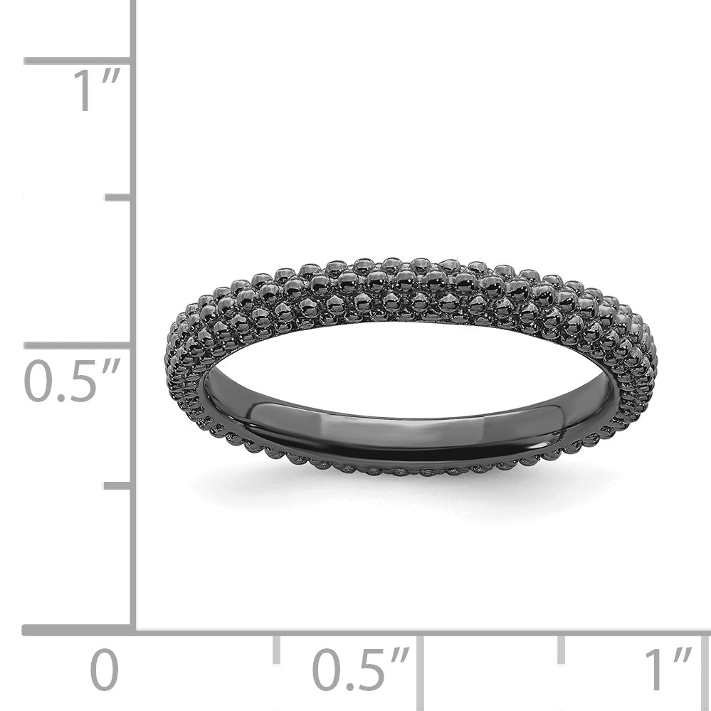 Sterlingsilber Stapelbar Expressions Schwarz Beschichtet Gewölbt Ring