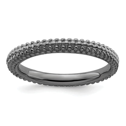 Sterlingsilber Stapelbar Expressions Schwarz Beschichtet Gewölbt Ring