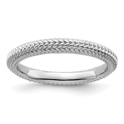 Sterlingsilber Stapelbar Expressions Rhodiniert Gewölbt Ring