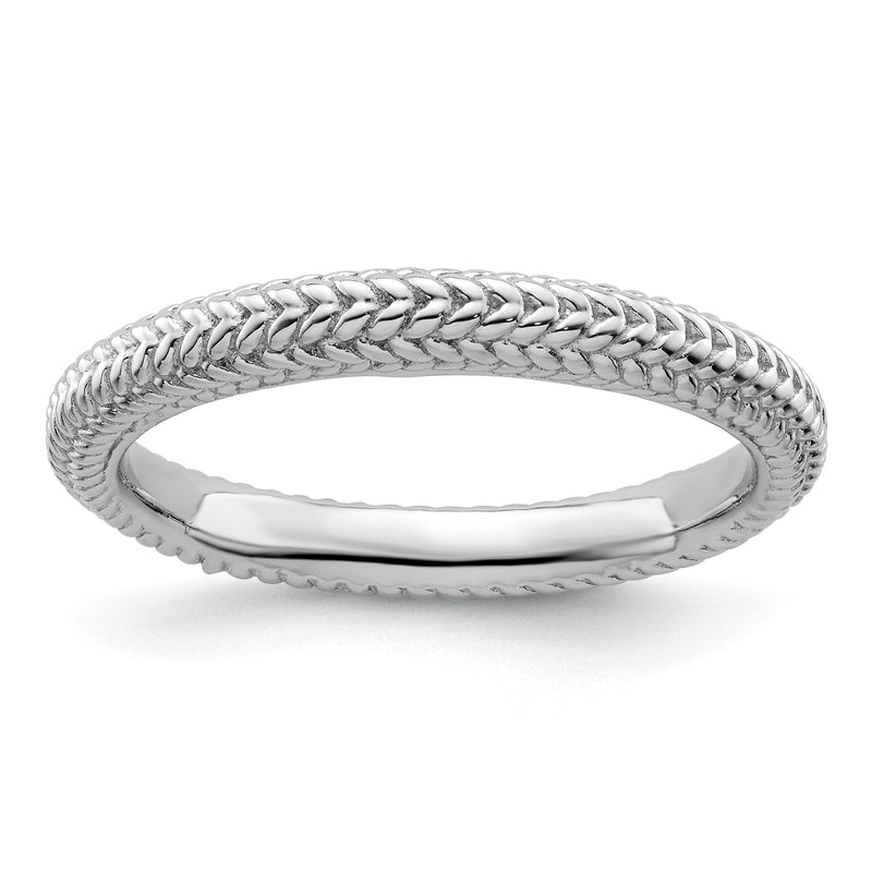 Sterlingsilber Stapelbar Expressions Rhodiniert Gewölbt Ring