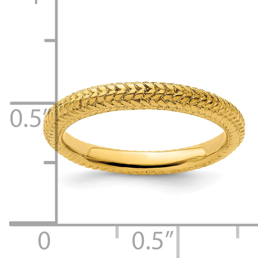 Sterlingsilber Stapelbar Expressions Vergoldet Gewölbt Ring