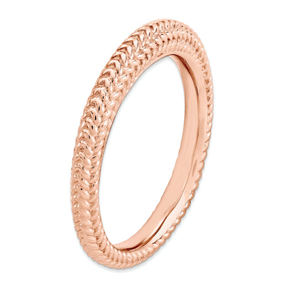 Sterlingsilber Stapelbar Expressions Rosa Beschichtet Gewölbt Ring