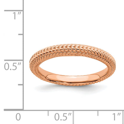 Sterlingsilber Stapelbar Expressions Rosa Beschichtet Gewölbt Ring