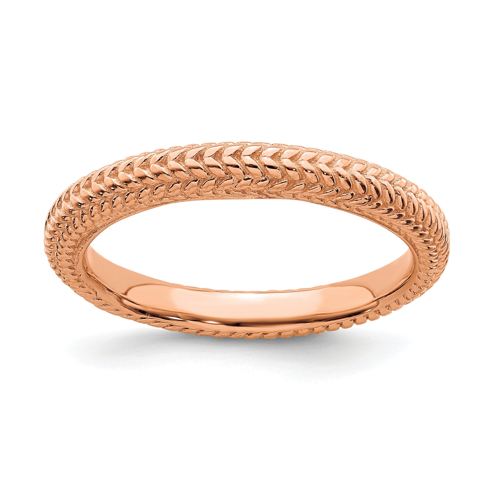 Sterlingsilber Stapelbar Expressions Rosa Beschichtet Gewölbt Ring