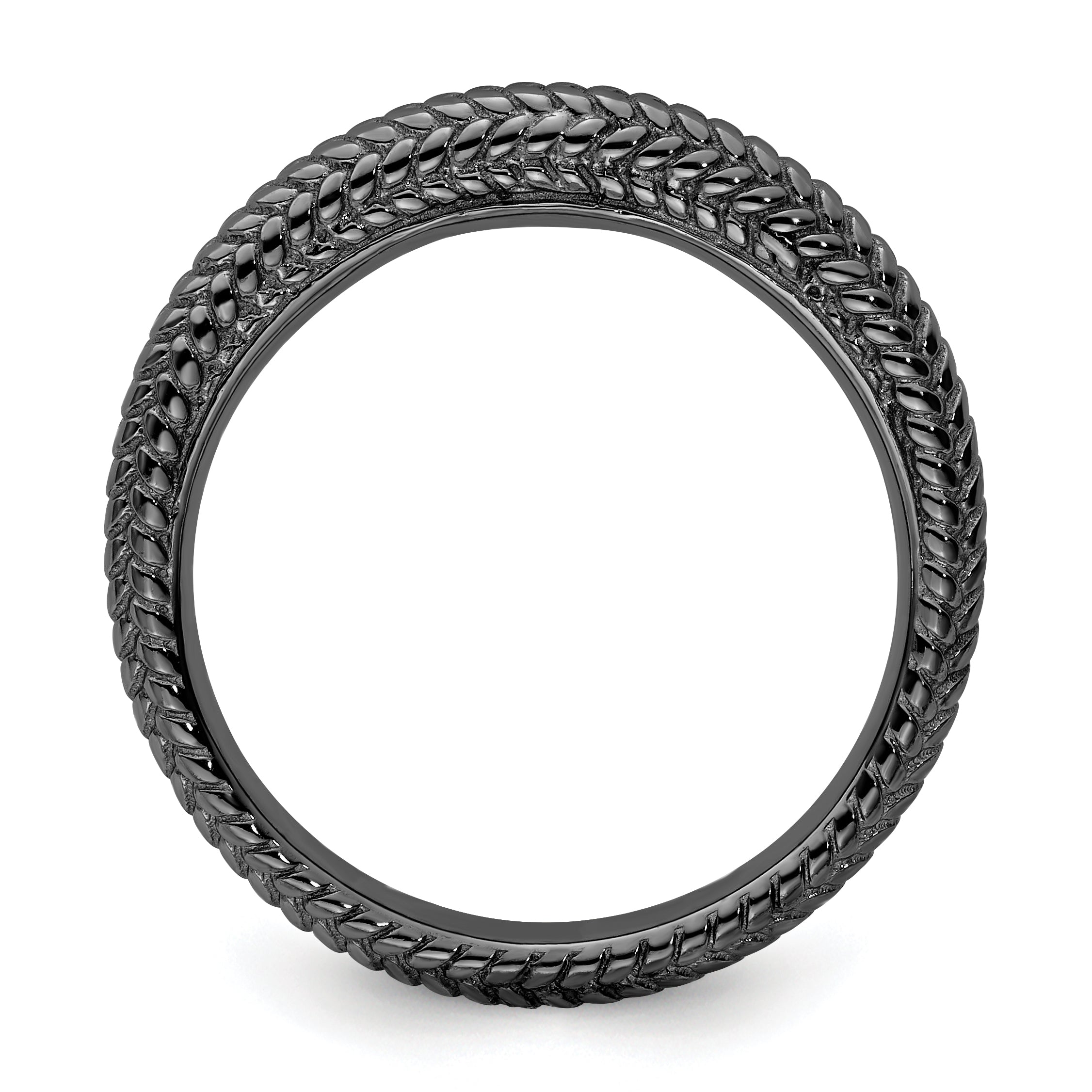 Sterlingsilber Stapelbar Expressions Schwarz Beschichtet Gewölbt Ring