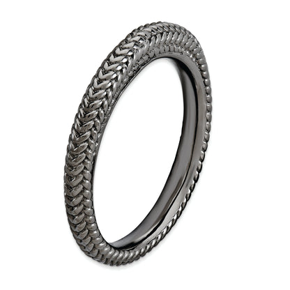 Sterlingsilber Stapelbar Expressions Schwarz Beschichtet Gewölbt Ring