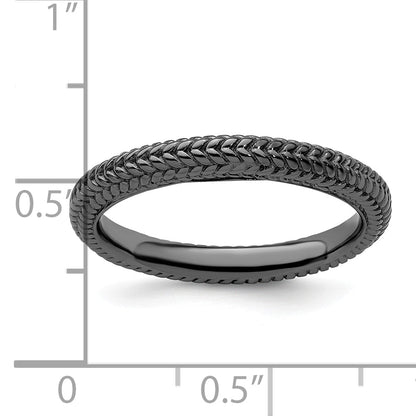 Sterlingsilber Stapelbar Expressions Schwarz Beschichtet Gewölbt Ring