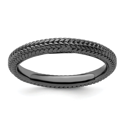 Sterlingsilber Stapelbar Expressions Schwarz Beschichtet Gewölbt Ring