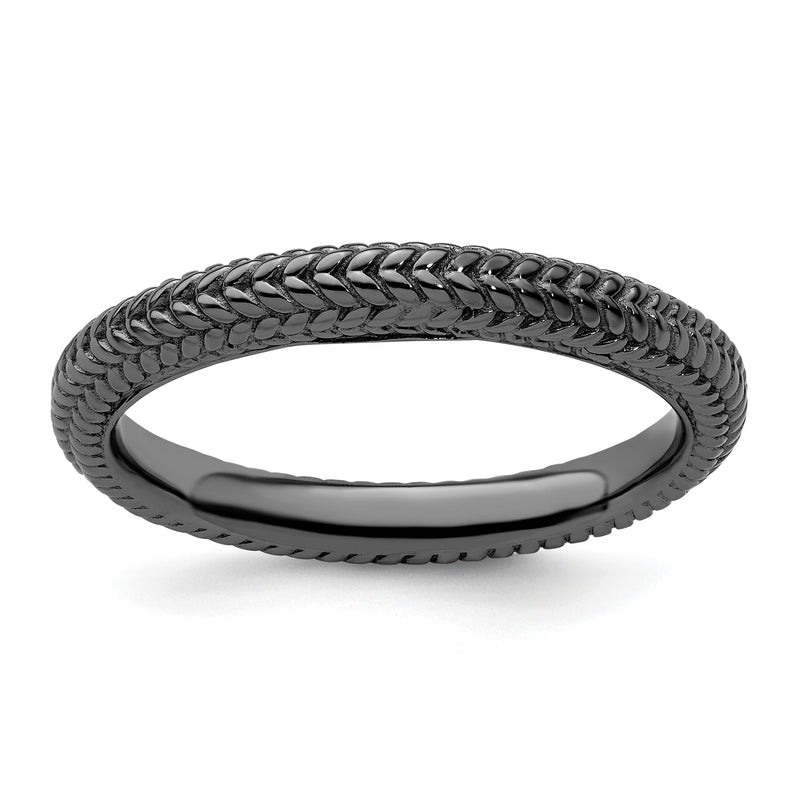 Sterlingsilber Stapelbar Expressions Schwarz Beschichtet Gewölbt Ring