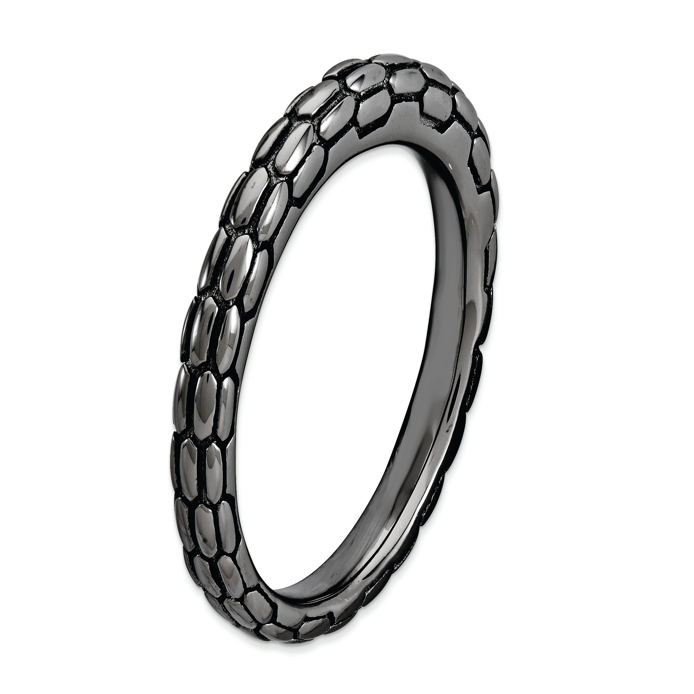 Sterlingsilber Stapelbar Expressions Schwarz Beschichtet Gewölbt Ring