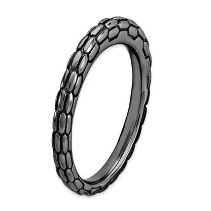 Sterlingsilber Stapelbar Expressions Schwarz Beschichtet Gewölbt Ring