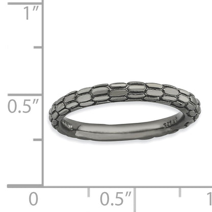 Sterlingsilber Stapelbar Expressions Schwarz Beschichtet Gewölbt Ring