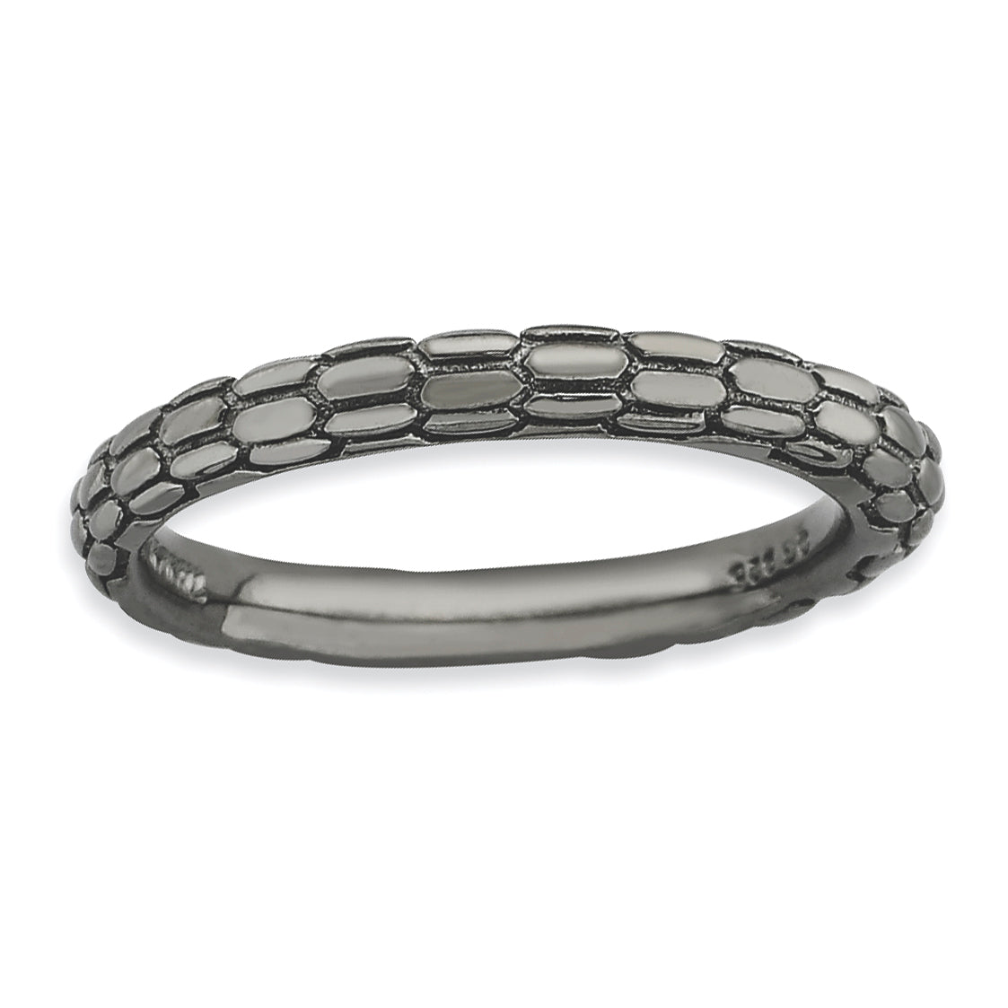 Sterlingsilber Stapelbar Expressions Schwarz Beschichtet Gewölbt Ring