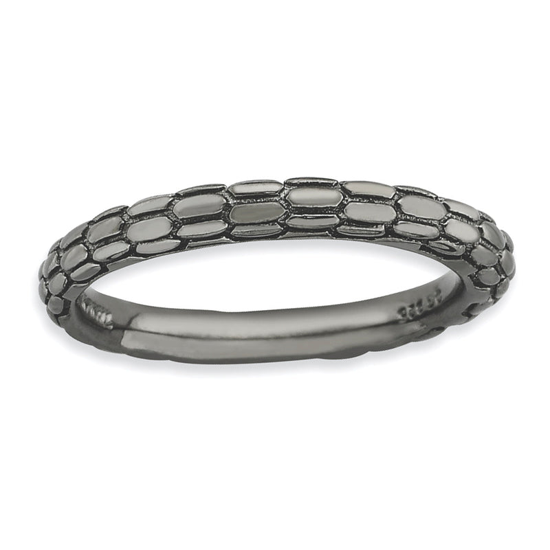 Sterlingsilber Stapelbar Expressions Schwarz Beschichtet Gewölbt Ring