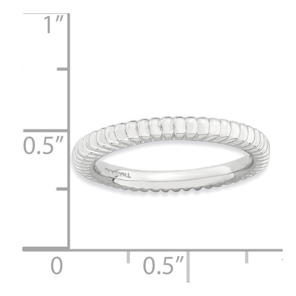 Sterlingsilber Stapelbar Expressions Rhodiniert Gewölbt Ring