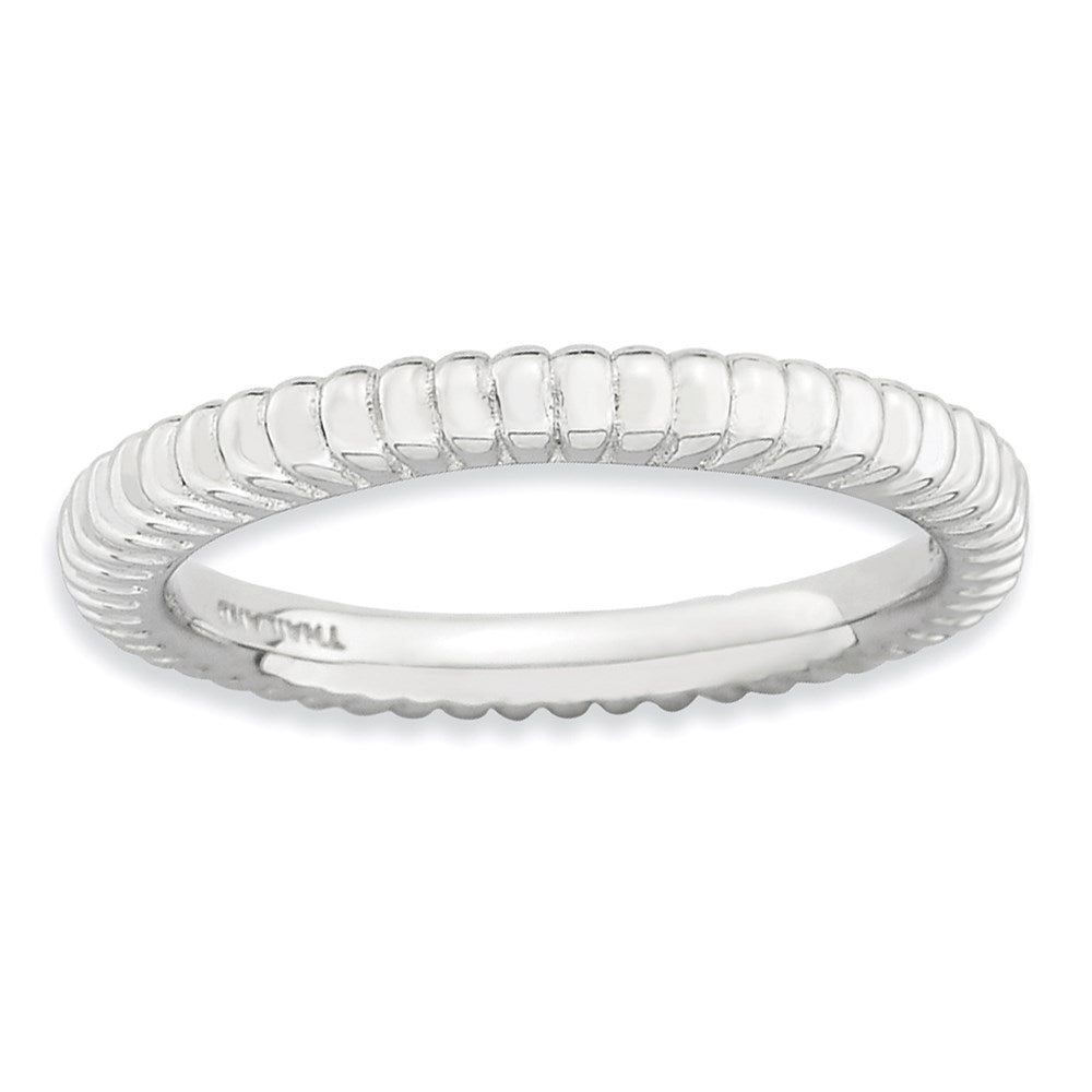 Sterlingsilber Stapelbar Expressions Rhodiniert Gewölbt Ring