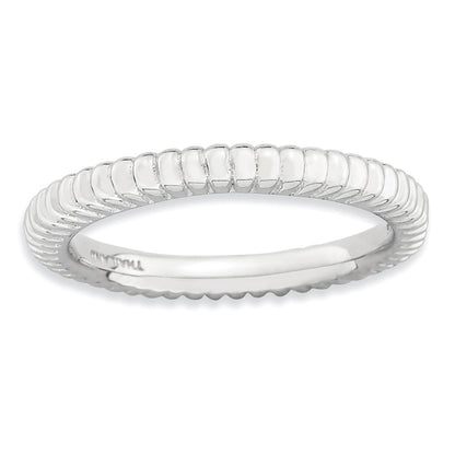 Sterlingsilber Stapelbar Expressions Rhodiniert Gewölbt Ring
