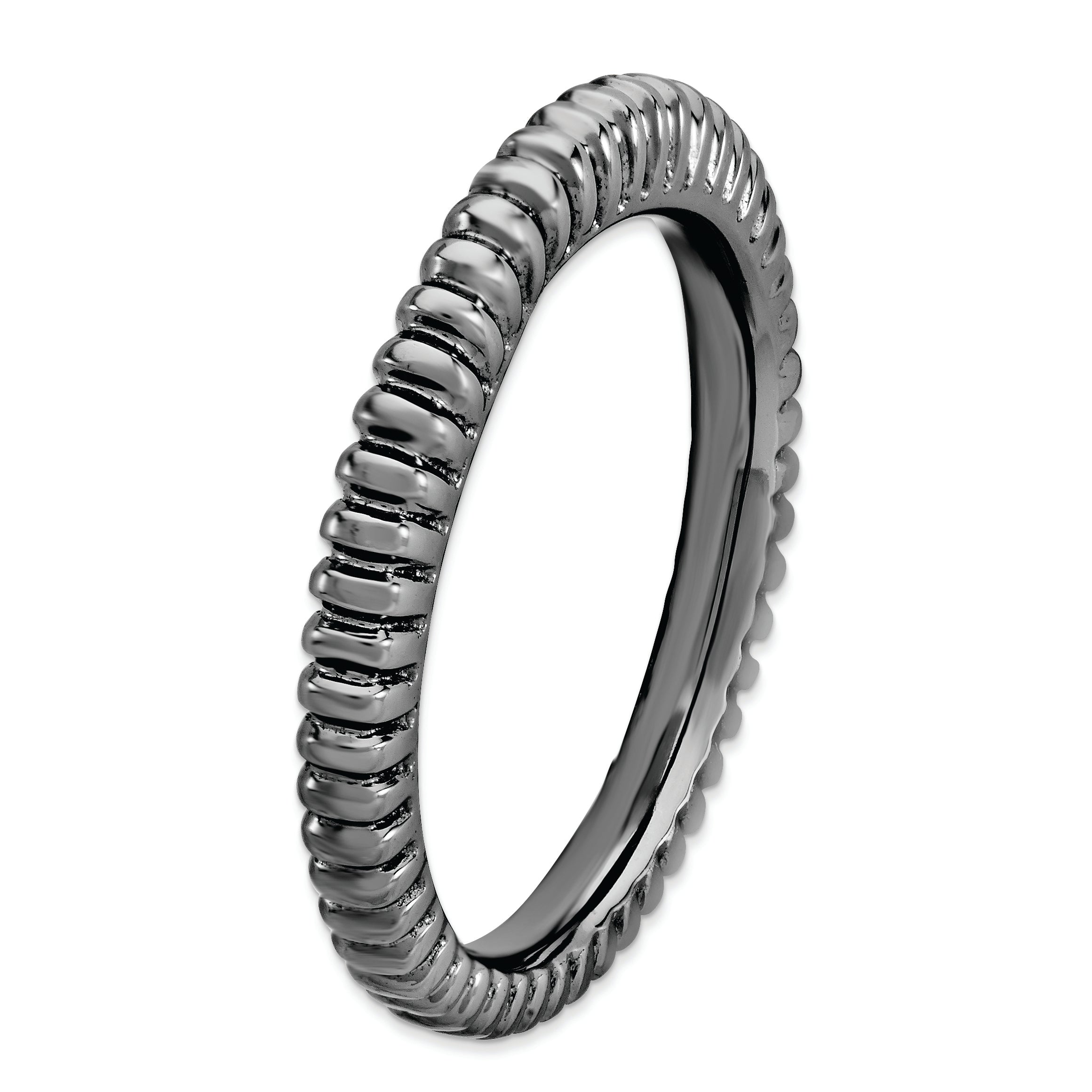 Sterlingsilber Stapelbar Expressions Schwarz Beschichtet Gewölbt Ring