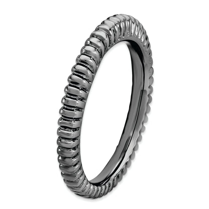 Sterlingsilber Stapelbar Expressions Schwarz Beschichtet Gewölbt Ring