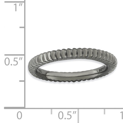 Sterlingsilber Stapelbar Expressions Schwarz Beschichtet Gewölbt Ring