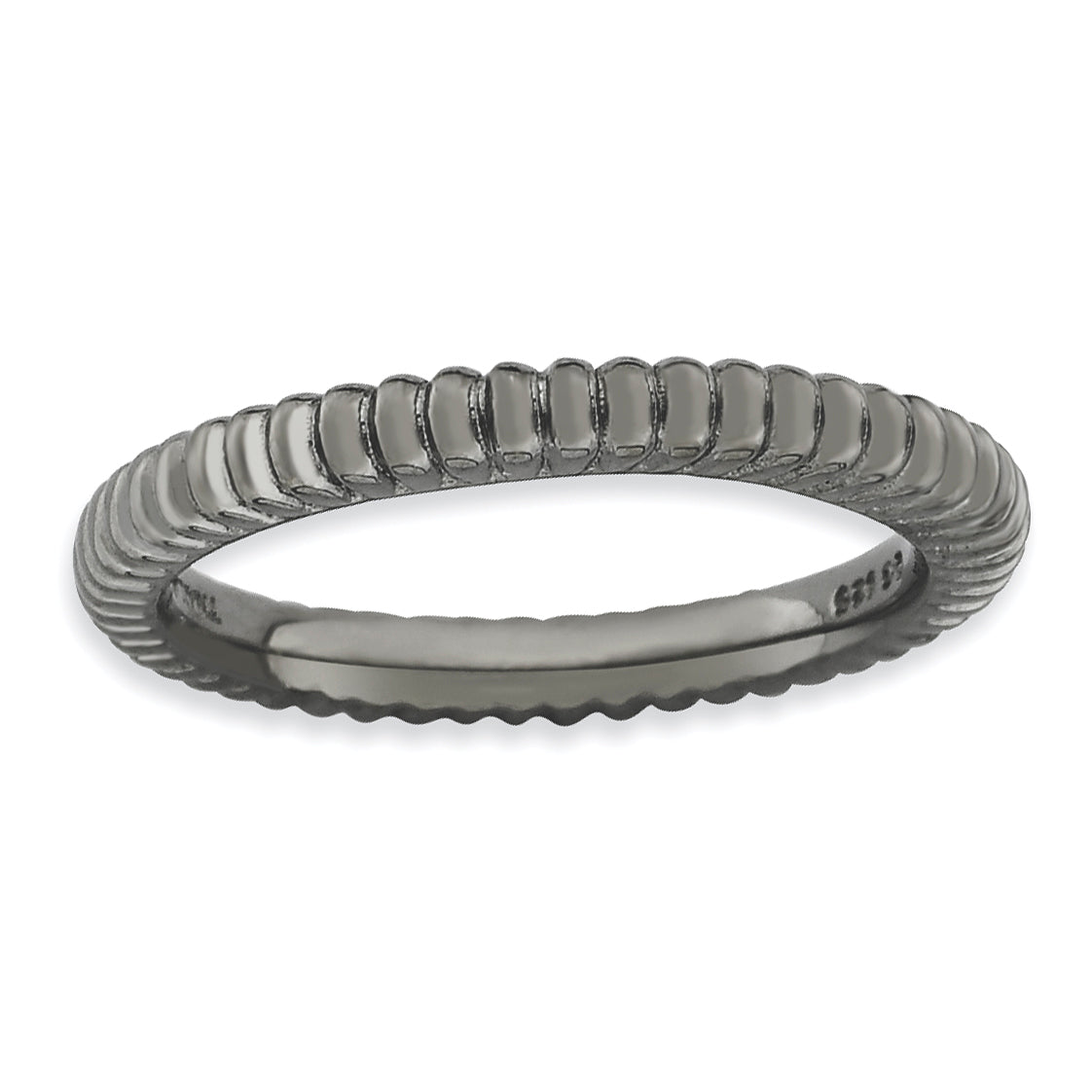 Sterlingsilber Stapelbar Expressions Schwarz Beschichtet Gewölbt Ring