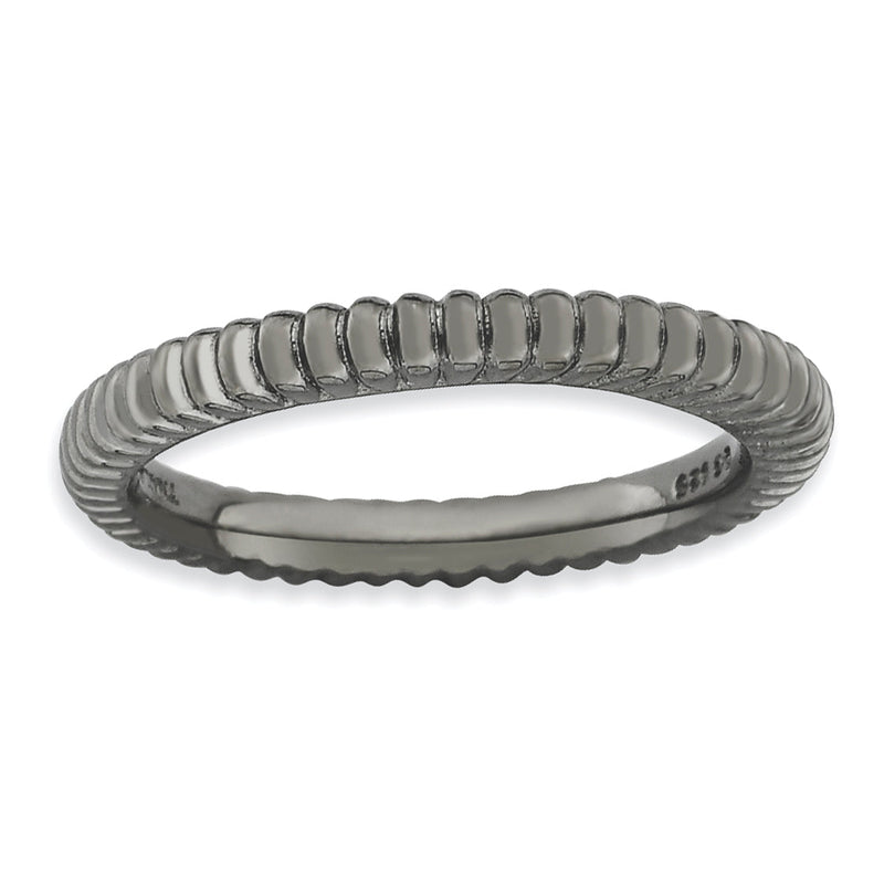 Sterlingsilber Stapelbar Expressions Schwarz Beschichtet Gewölbt Ring