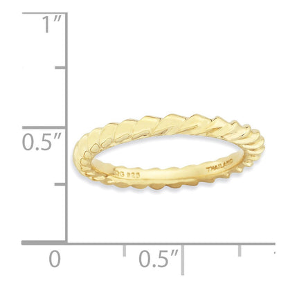 Sterlingsilber Stapelbar Expressions Vergoldet Gewölbt Ring (size 8 Nur)