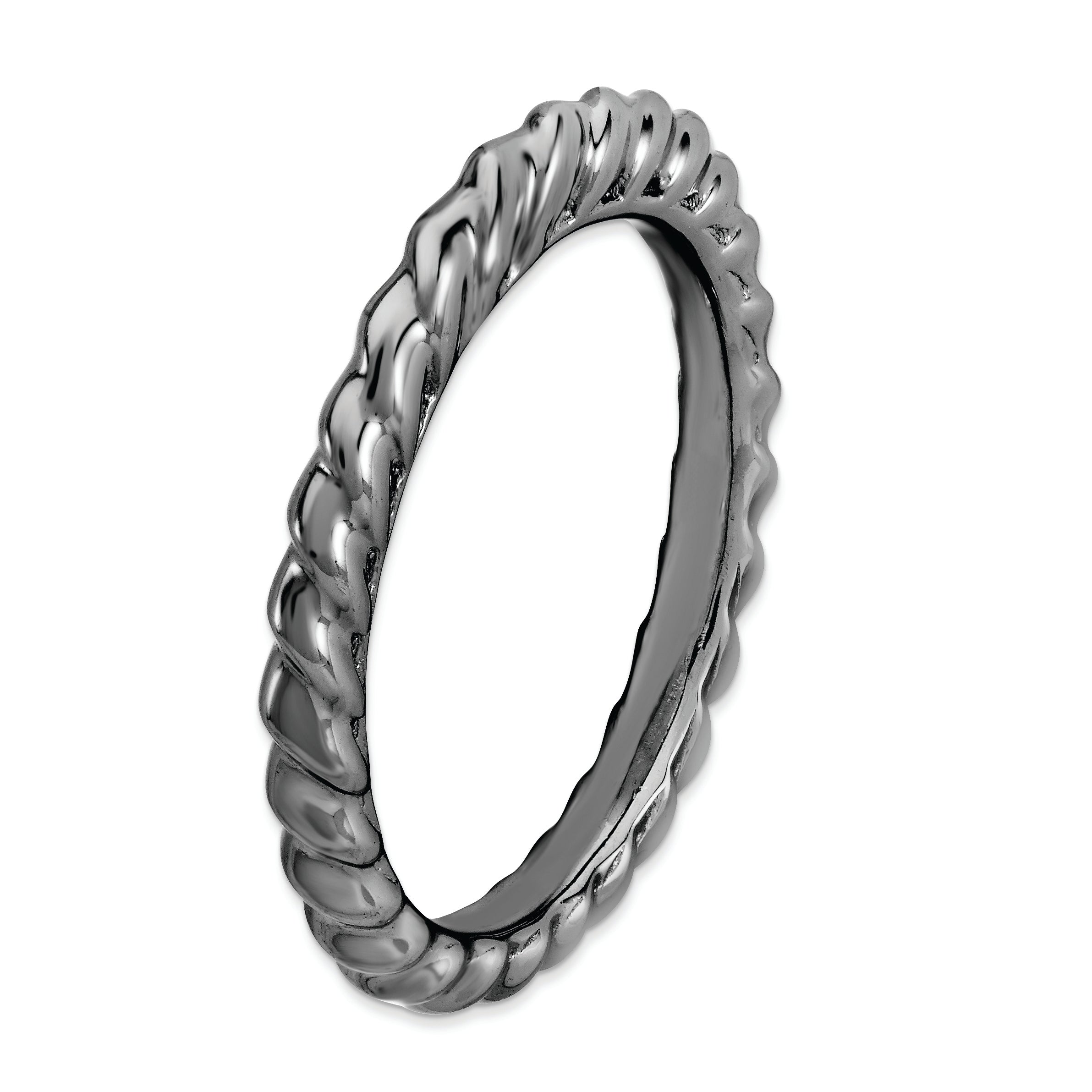 Sterlingsilber Stapelbar Expressions Schwarz Beschichtet Gewölbt Ring