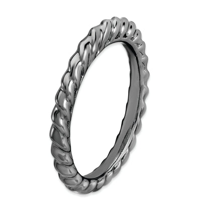 Sterlingsilber Stapelbar Expressions Schwarz Beschichtet Gewölbt Ring