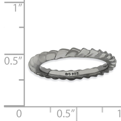 Sterlingsilber Stapelbar Expressions Schwarz Beschichtet Gewölbt Ring