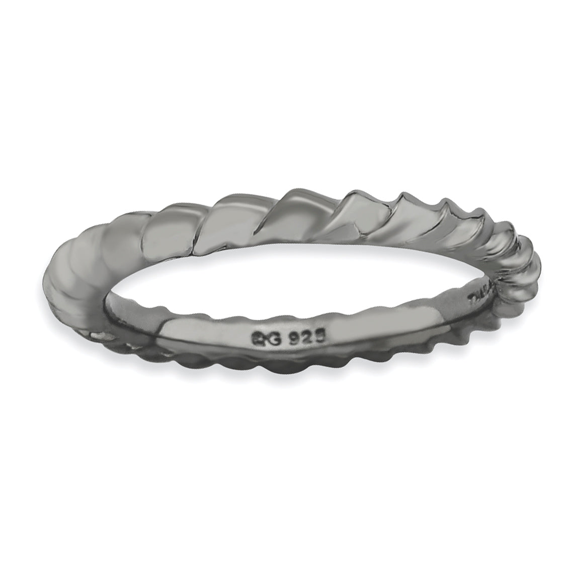 Sterlingsilber Stapelbar Expressions Schwarz Beschichtet Gewölbt Ring