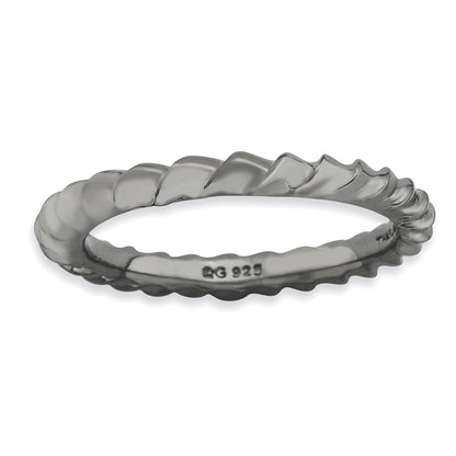 Sterlingsilber Stapelbar Expressions Schwarz Beschichtet Gewölbt Ring