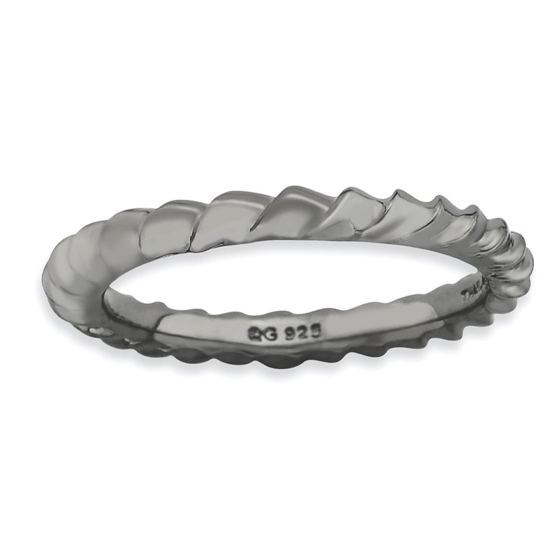 Sterlingsilber Stapelbar Expressions Schwarz Beschichtet Gewölbt Ring