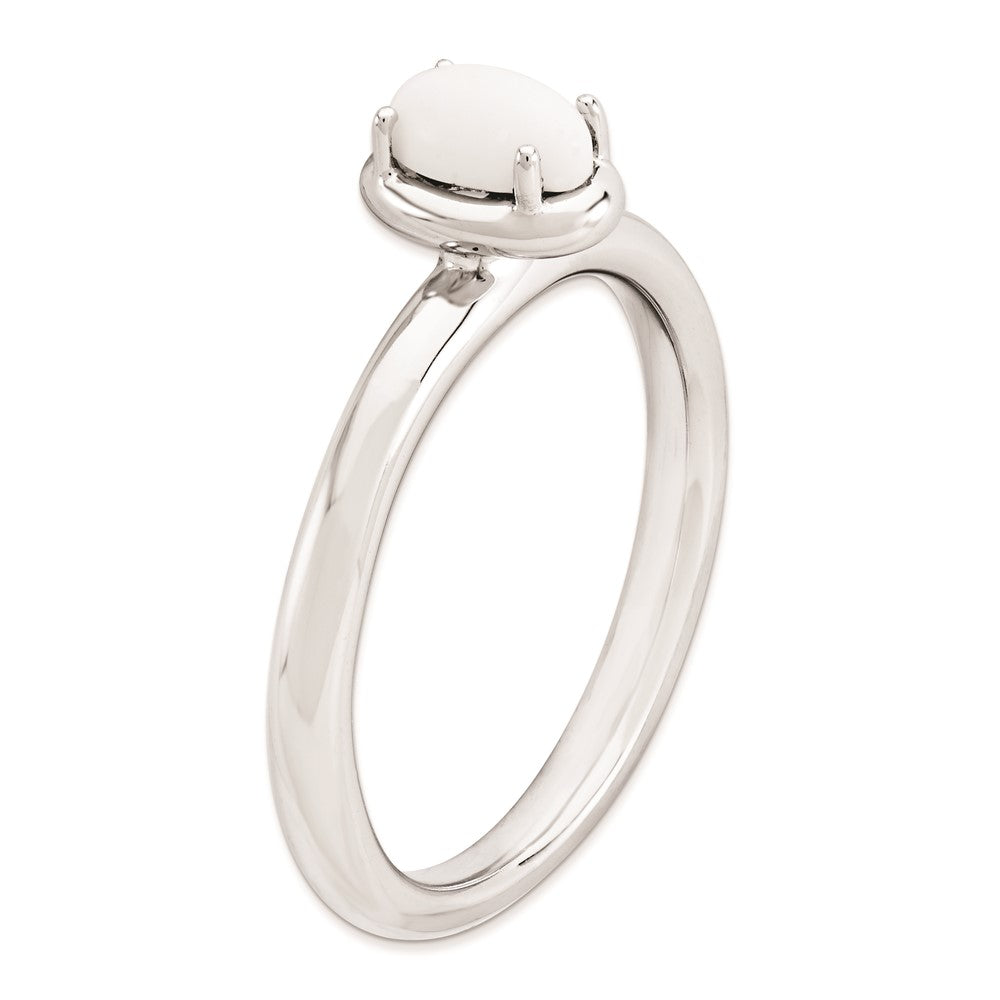 Sterlingsilber Stapelbar Expressions Weiß Achat Poliert Ring