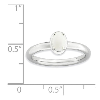 Sterlingsilber Stapelbar Expressions Weiß Achat Poliert Ring