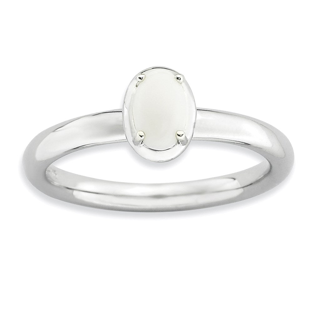 Sterlingsilber Stapelbar Expressions Weiß Achat Poliert Ring
