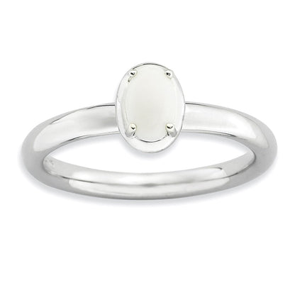 Sterlingsilber Stapelbar Expressions Weiß Achat Poliert Ring