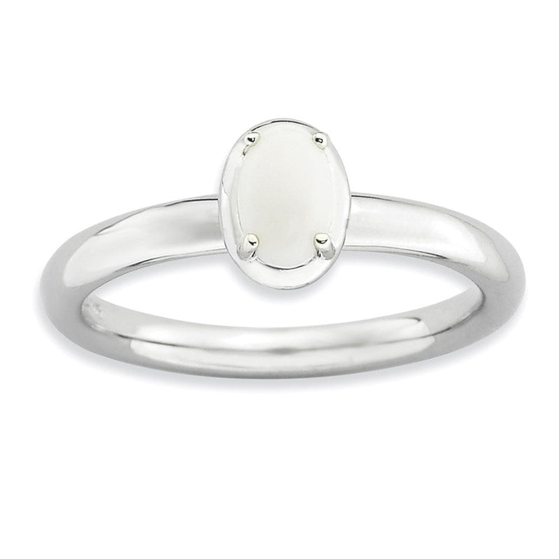Sterlingsilber Stapelbar Expressions Weiß Achat Poliert Ring