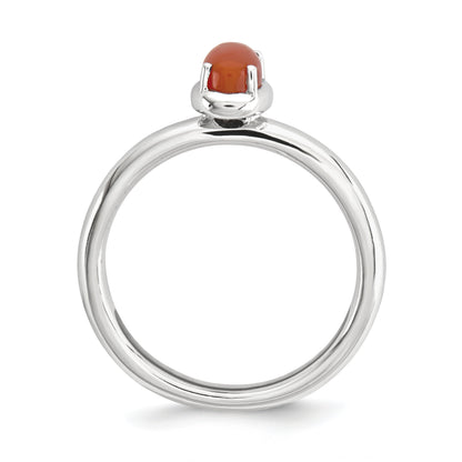 Sterlingsilber Stapelbar Expressions Rot Achat Poliert Ring