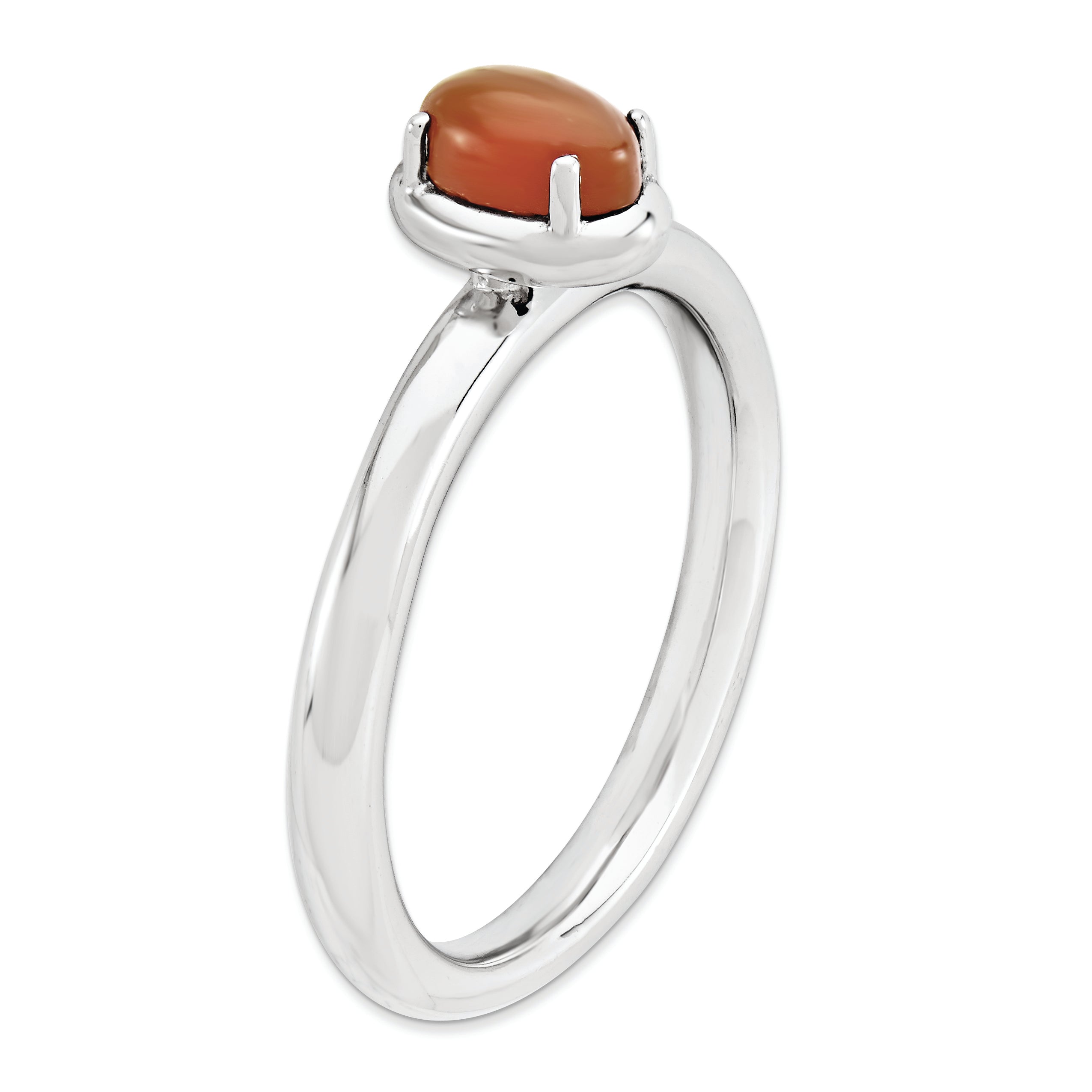 Sterlingsilber Stapelbar Expressions Rot Achat Poliert Ring