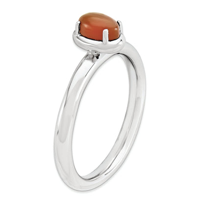 Sterlingsilber Stapelbar Expressions Rot Achat Poliert Ring