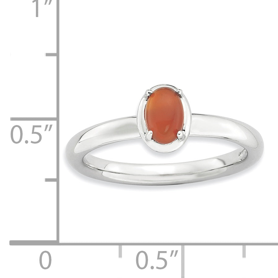 Sterlingsilber Stapelbar Expressions Rot Achat Poliert Ring
