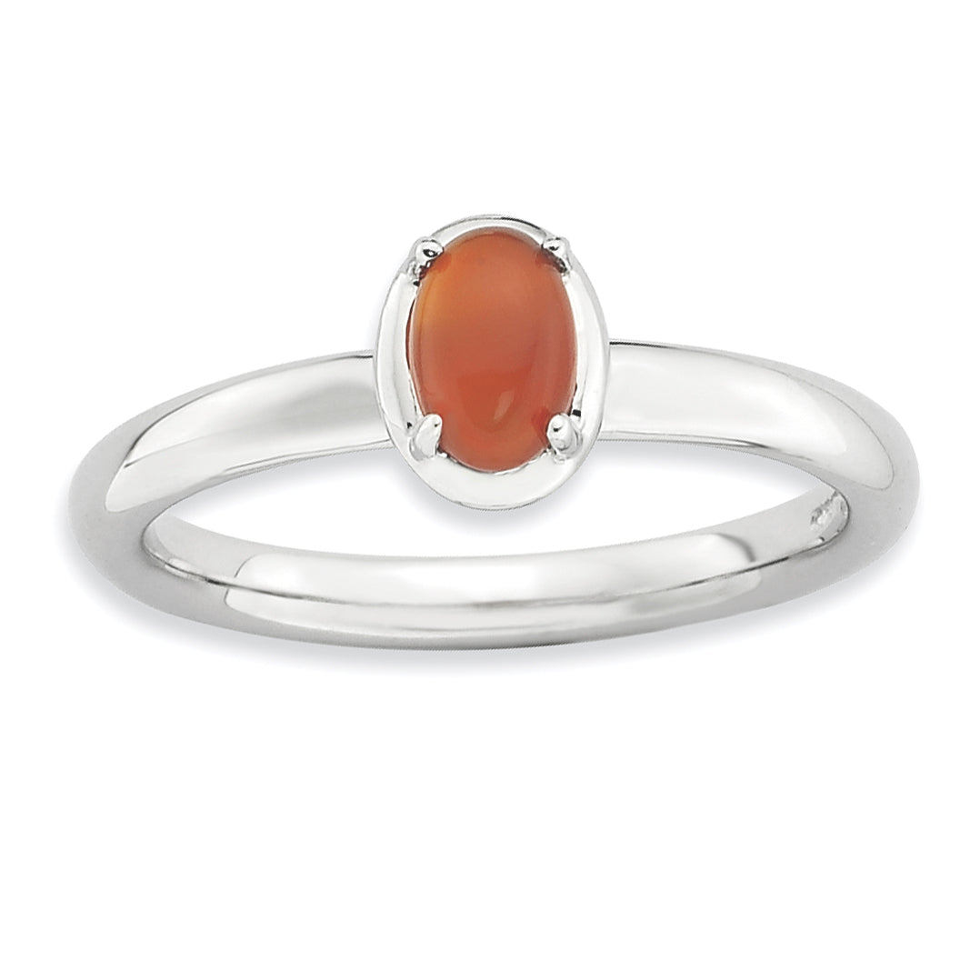 Sterlingsilber Stapelbar Expressions Rot Achat Poliert Ring