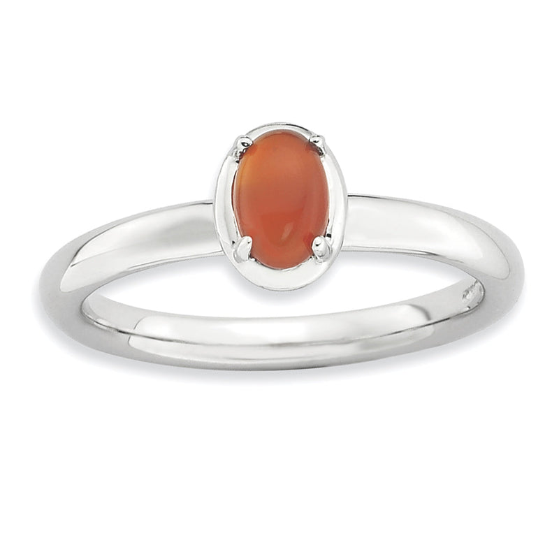Sterlingsilber Stapelbar Expressions Rot Achat Poliert Ring