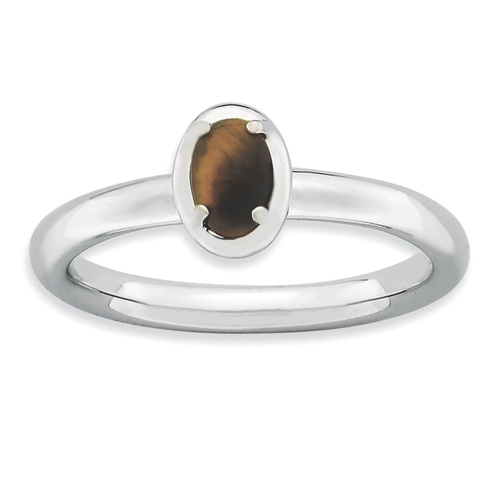 Sterlingsilber Stapelbar Expressions Tiger Auge Poliert Ring