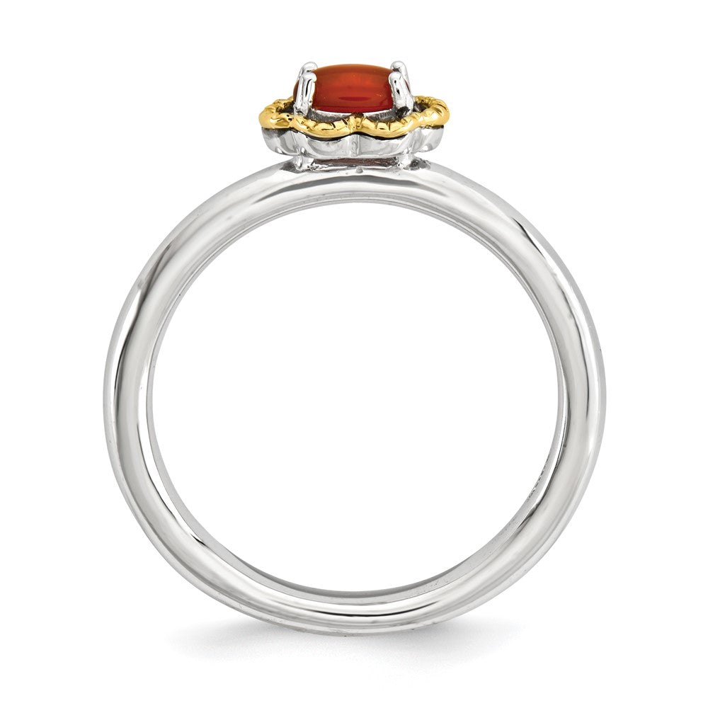 Sterlingsilber & 14K Stapelbar Expressions Rot Achat Poliert Ring