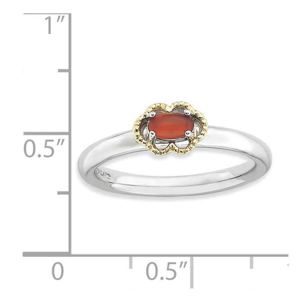 Sterlingsilber & 14K Stapelbar Expressions Rot Achat Poliert Ring