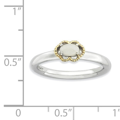 Sterlingsilber & 14K Stapelbar Expressions Weiß Achat Poliert Ring
