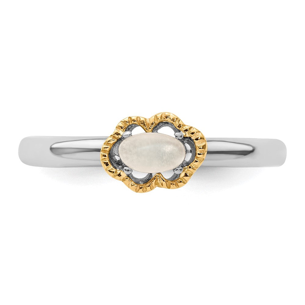 14K/silver Bicolor Sterlingsilber & 14K Stapelbar Expressions Moonstone Poliert Ring