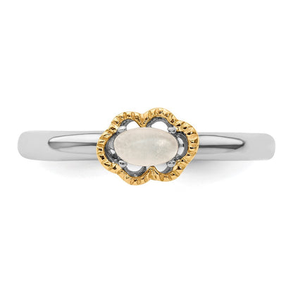 14K/silver Bicolor Sterlingsilber & 14K Stapelbar Expressions Moonstone Poliert Ring